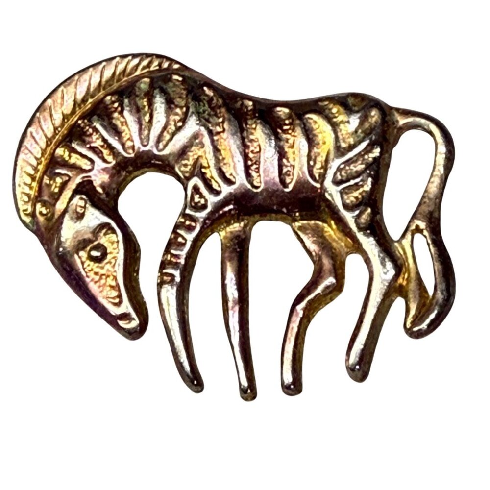 Vintage Zebra Design Gold-Tone Pin Brooch Animal Jewelry Accessory Collector